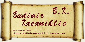 Budimir Kačaniklić vizit kartica
